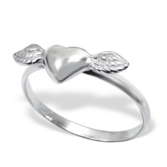 Stříbrný prsten "Okřídlené srdce". Ag 925/1000